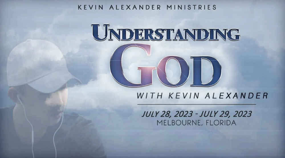 A banner with the words " understanding god " on it.