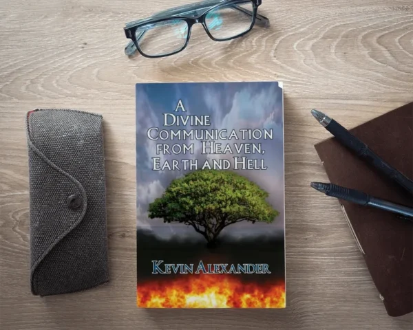 A book sitting on top of a wooden table.