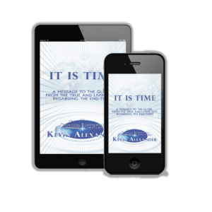 "It Is Time" book cover on tablet and phone.