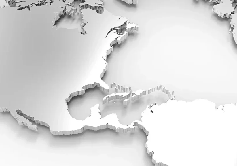 A white map of europe with the country in the middle.